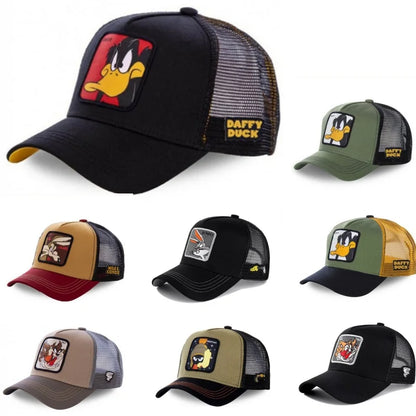 Unisex Anime Cartoon Cap Embroidered Patch Draw Baseball Cap Male Female Trucker Hat Mesh Hats Sun Hat