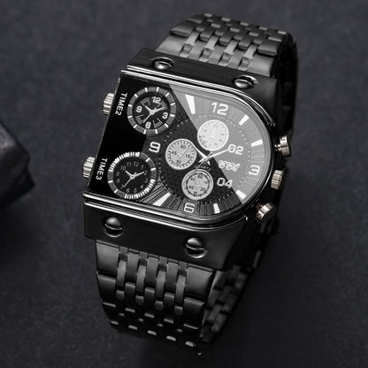 Luxury Gold Men Watch Decorative Dial Stainless Steel Band Quartz Wristwatch Casual Business Clock Reloj Hombre (Without Box)
