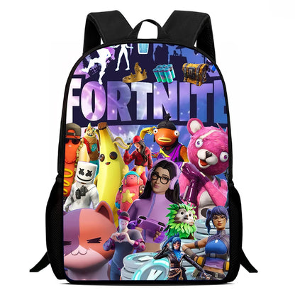 Fortnite 15 tommer tegneserie-skolerygsæk til børn, drenge og piger, cool gaming-print, let og rummelig rygsæk, egnet til alderen 5-8