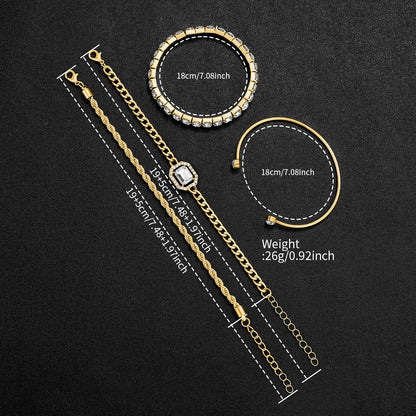 5PCS Luxury Diamond Women Watches Bracelet Set Ladies Arabic Dial Quartz Wristwatches Reloj Mujer (Without Box)