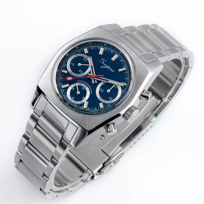 Sugess 37mm Men's Pilot Watches Original ST19 Chronograph Swanneck Mechanical Wristwatches Dome Sapphire Crystal Force Army 2024