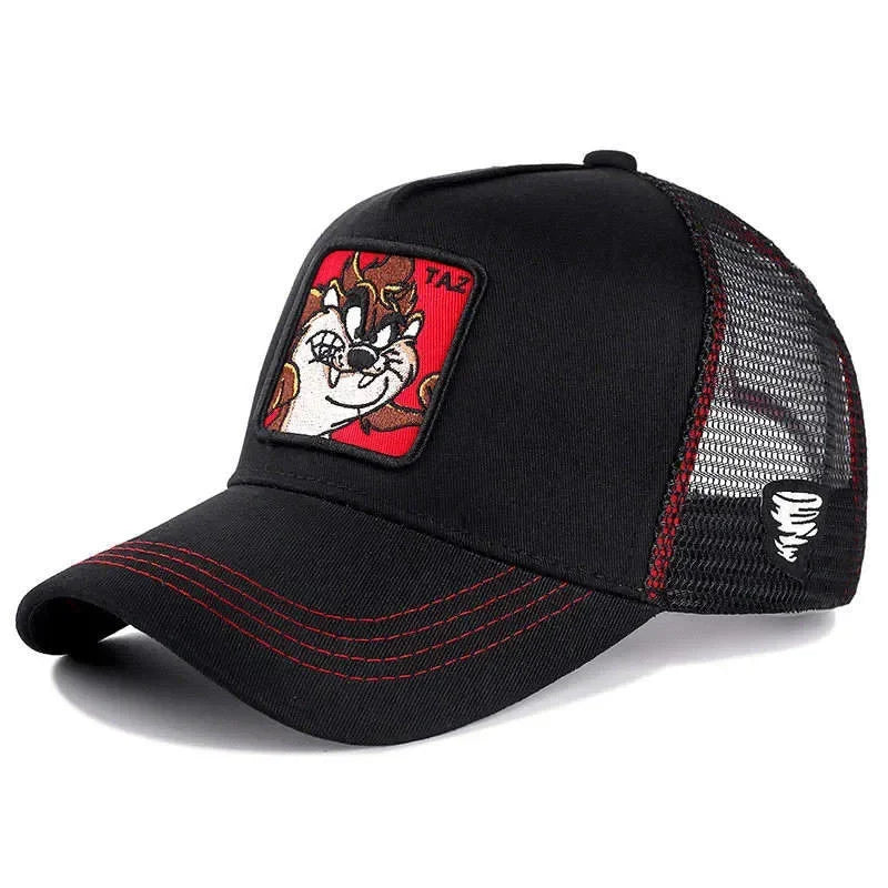 Unisex Anime Cartoon Cap Embroidered Patch Draw Baseball Cap Male Female Trucker Hat Mesh Hats Sun Hat