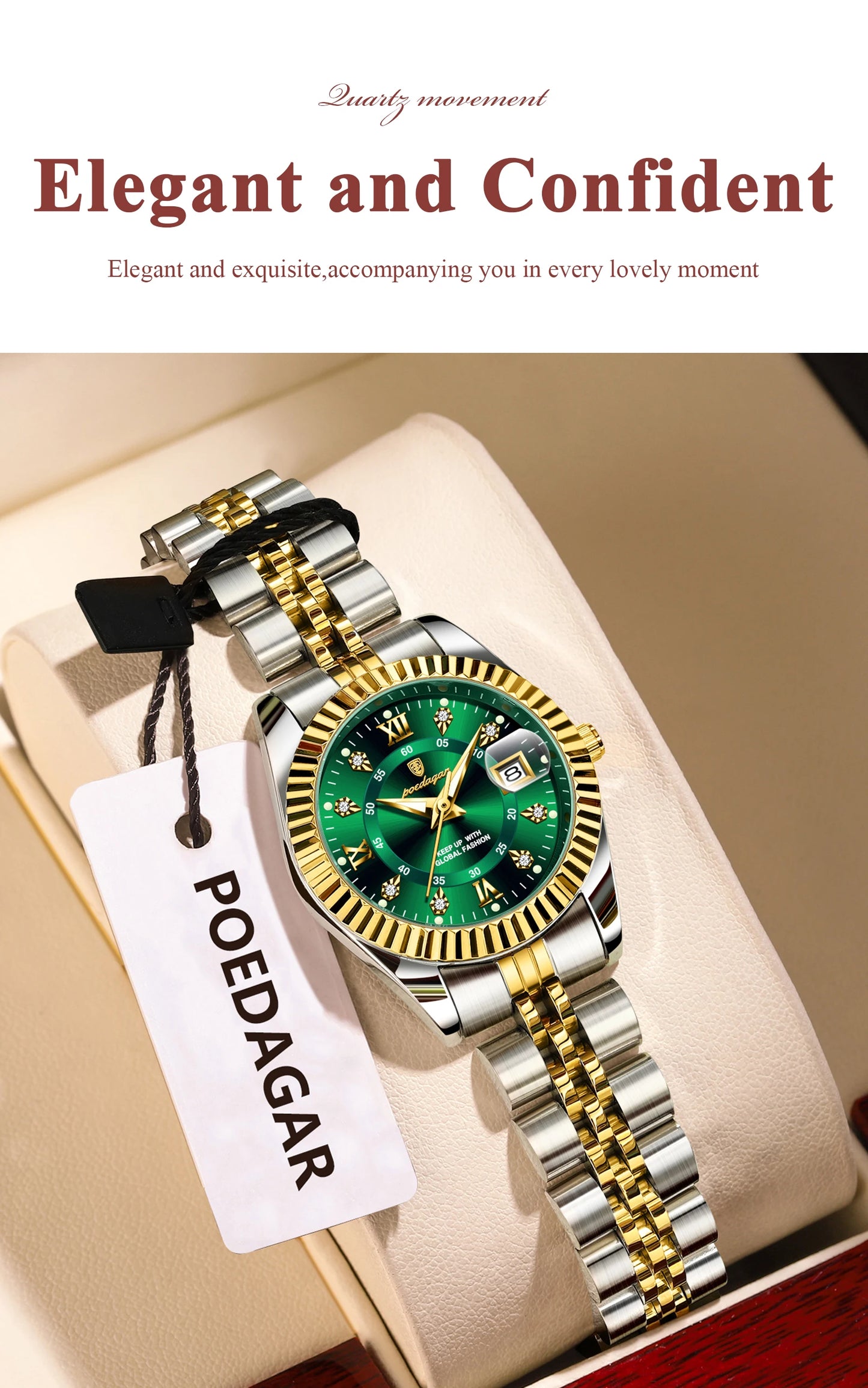 POEDAGAR Top Luxury Ladies Wristwatch Waterproof Luminous Date Casual Women Watch Stainless Steel Quartz Fashion Women's Watches