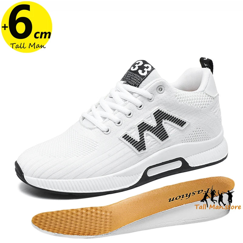 Chunky Sneakers Men  Elevator Lift Height Increase  Insole 6cm  Sports Plus Size 37-46