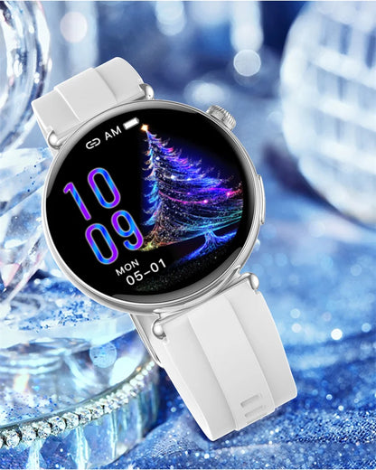 New 1.32inch Smart Watch For Women Health ECG Health Lady Watches Full Touch Screen Call Custom Dial Diamond Strap Smartwatch