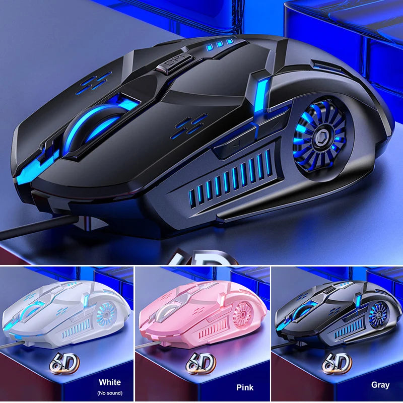 G5 žični gaming miš sa šarenim pozadinskim osvjetljenjem, 6 tipki, tihi miš, 4 brzine, 3200 DPI, RGB gaming miš za računalo i prijenosno računalo