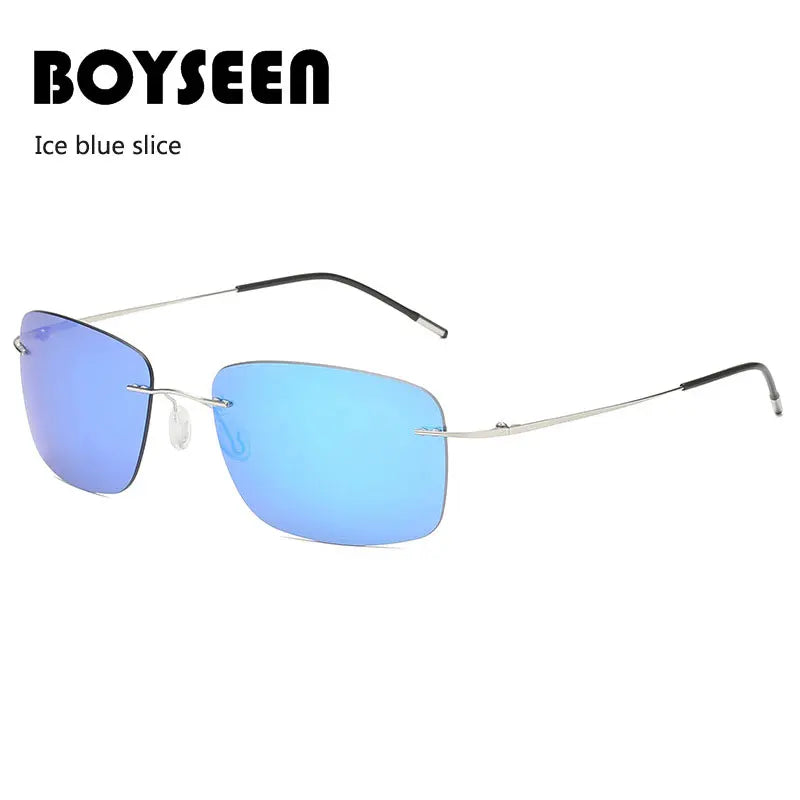 Titanium Frameless Polarized Sunglasses Driver Driving Night Vision Goggle Folding Ultra Light Color Film Titanium SunglassUV400