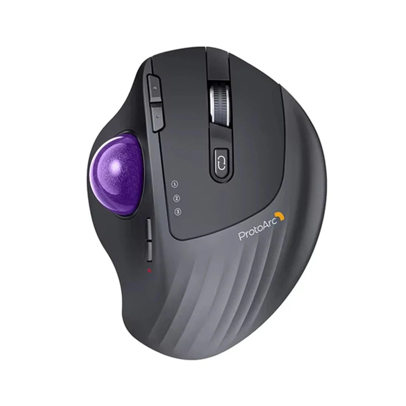 ProtoArc EM01 NL Wireless Trackball Mouse, Ergonomic Bluetooth Thumb Trackball Mouse, Rechargeable Multi-Device Wireless Mouse for Laptop, PC & Mac