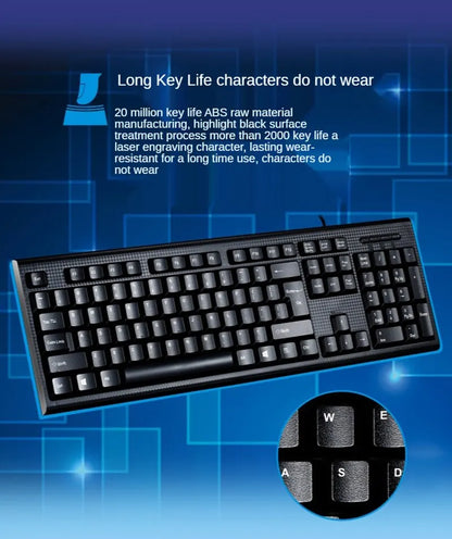 Teclado individual Q9 USB de conector quadrado para escritório e casa, PS2 de conector redondo, com fios, para computador de secretária