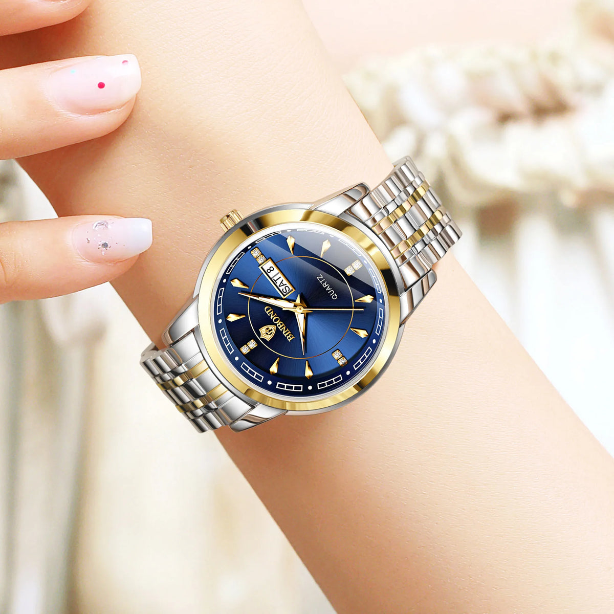 Orologi al quarzo di lusso originali BINBOND da donna – Modello impermeabile e luminescente – Idea regalo (confezione inclusa)