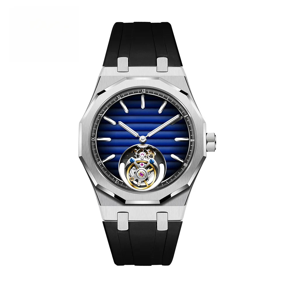 Raymondoya Men's Flying Tourbillon Movement Mechanical Automatic Luxury Watches Wristwatches Skeleton Watch Brand For Men Sapphire