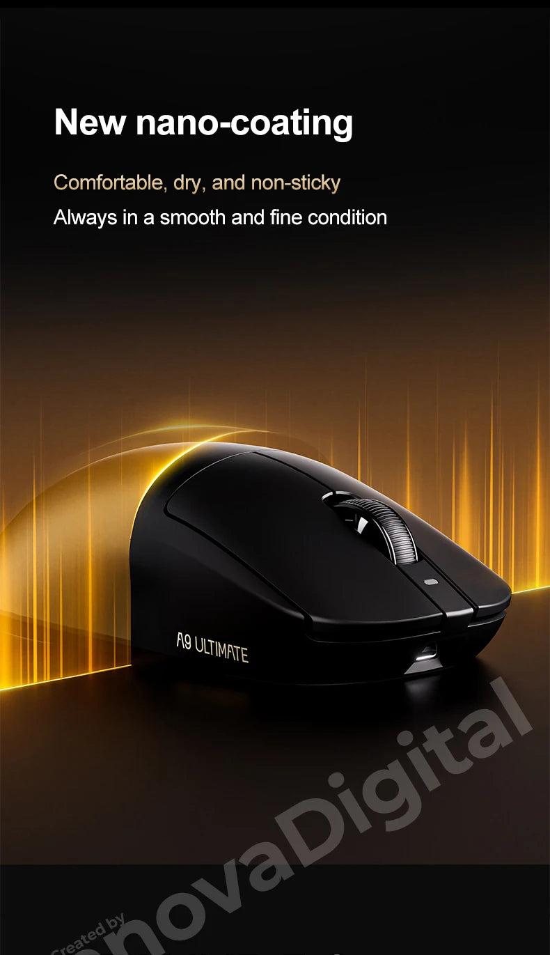 „ATK Dragonfly A9 Ultimate“ belaidė žaidimų pelė, „PAW3950 Ultra 8 kHz“ ergonomiška lengva žaidimų pelė, skirta FPS, e. sportui ir „CSGO“
