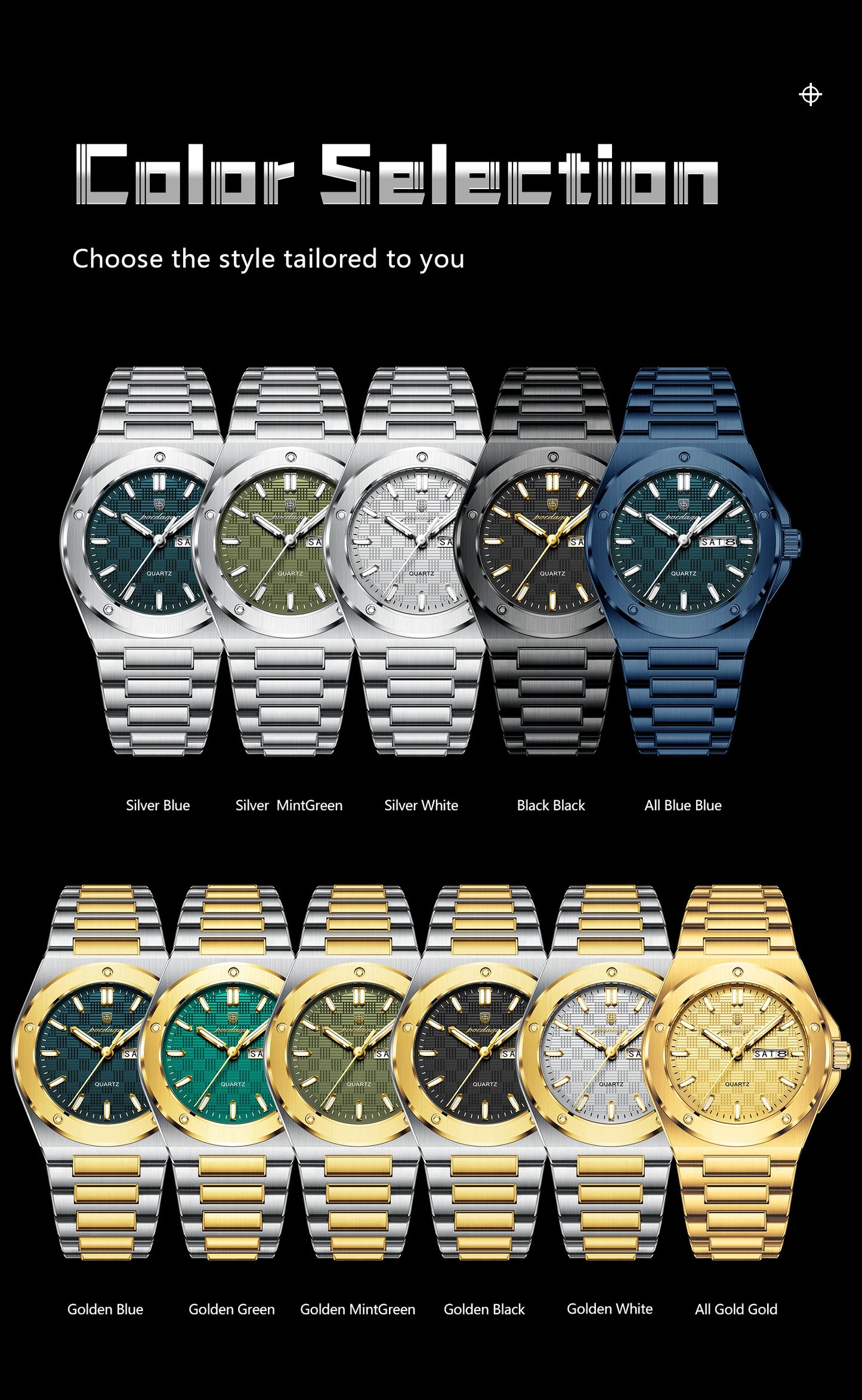POEDAGAR Business Men Clock Date Week Stainless Steel Luxury Man Wristwatch Waterproof Luminous Sport Quartz Men's Watches Reloj