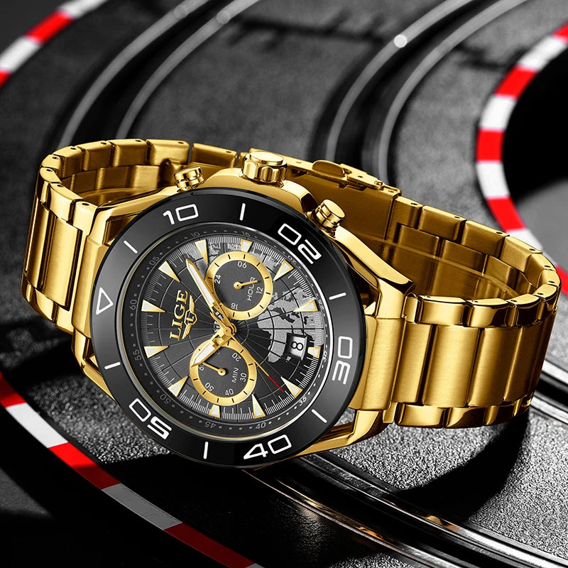 LIGE Top Brand Luxury Mens Watches Casual Business Watch Men Fashion Waterproof Military Men's Quartz Wristwatch Montre Homme
