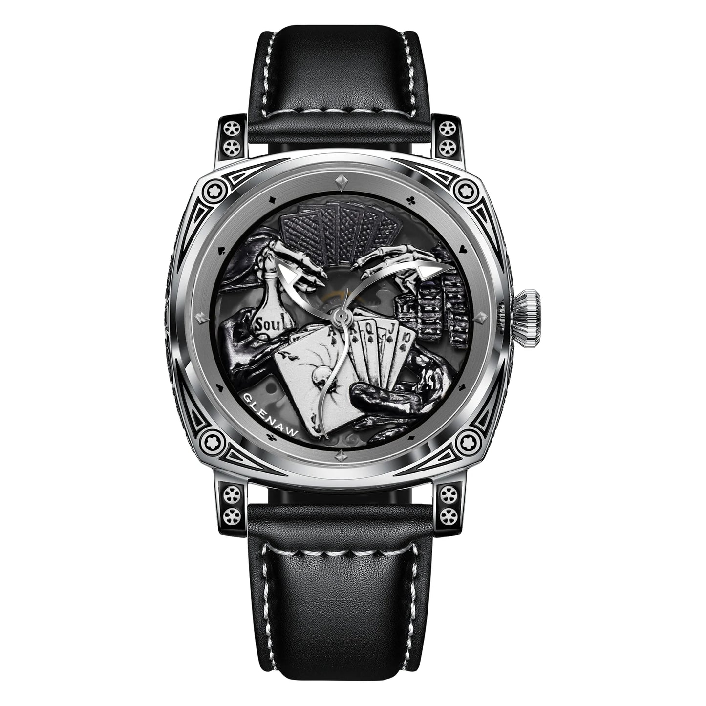 Glenaw Poker Series Top Brand Luxury Fashion Personalized Fully Automatic Mechanical Gold Watch Men's Waterproof Watch