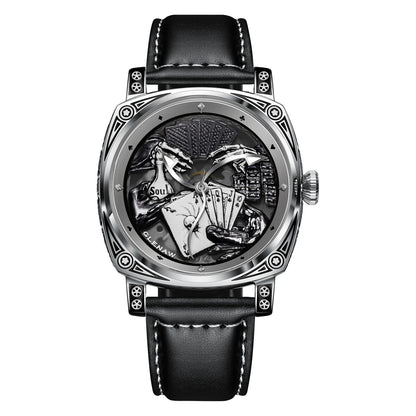 Glenaw Poker Series Top Brand Luxury Fashion Personalized Fully Automatic Mechanical Gold Watch Men's Waterproof Watch