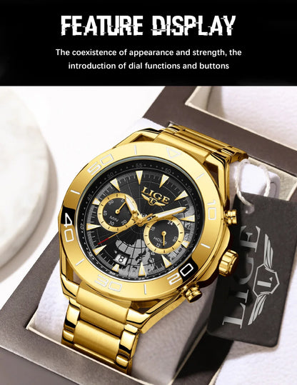 LIGE Top Brand Luxury Mens Watches Casual Business Watch Men Fashion Waterproof Military Men's Quartz Wristwatch Montre Homme