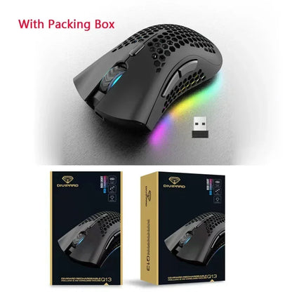 BM600 Wireless Gaming Mouse USB 2.4GHz Rechargeable RGB Wireless Mouse, Ergonomic Honeycomb Optical Mouse for PC, Laptop & Office
