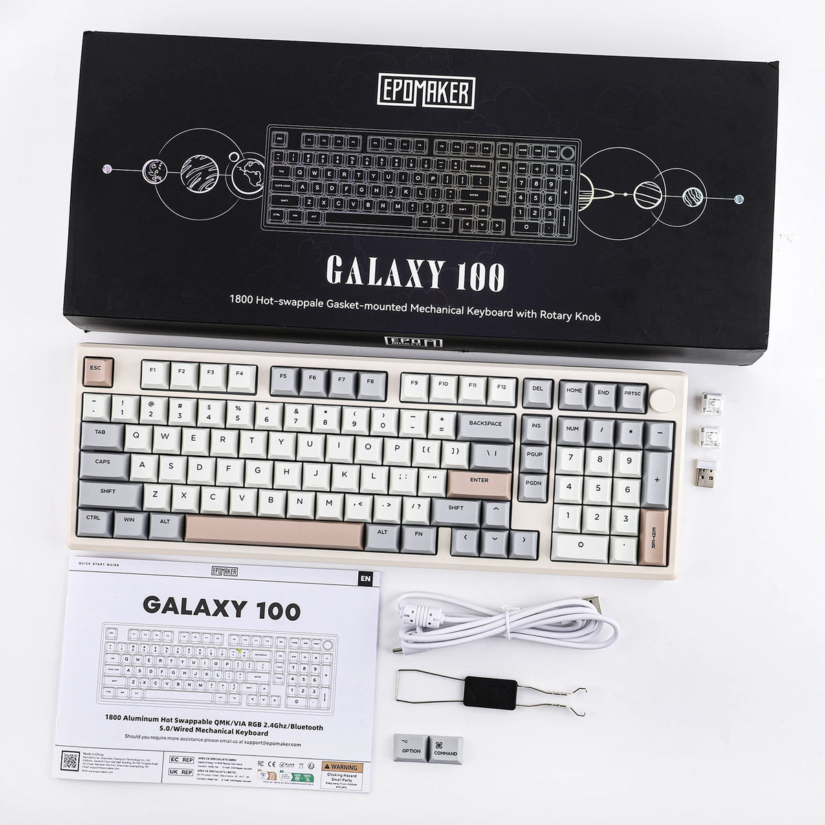 EPOMAKER Galaxy100 1800 ANSI US Layout Hot-Swap Gasket-Mounted Tri-mode Wireless Aluminum Mechanical Gaming Keyboard