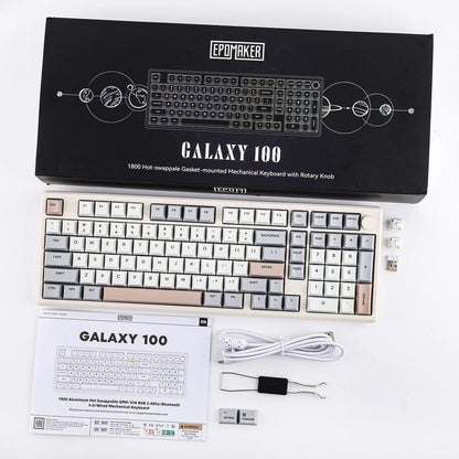 EPOMAKER Galaxy100 QMK/VIA 1800 ANSI Layout Aluminum Gasket Wired/BT5.0/2.4Ghz Mechanical Gaming Keyboard with 8000mAh Battery