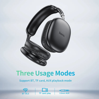 HOCO W35 Air Wireless Bluetooth 5.3 Over-Ear Headphones – Deep Bass Stereo Gaming Headset with Microphone, TF Card & AUX Mode, Waterproof Sports Headphones