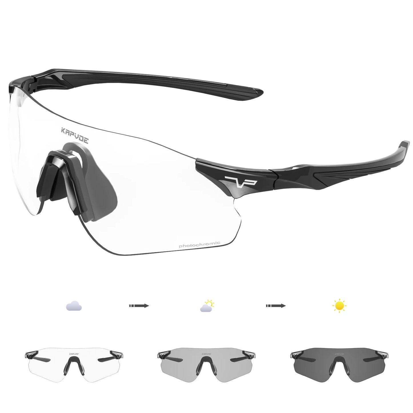 Kapvoe New Outdoor Running Cycling Glasses Bike Photochromic Sunglasses Women Eyewear Men Sports Marathon Bicycle UV400 Goggles
