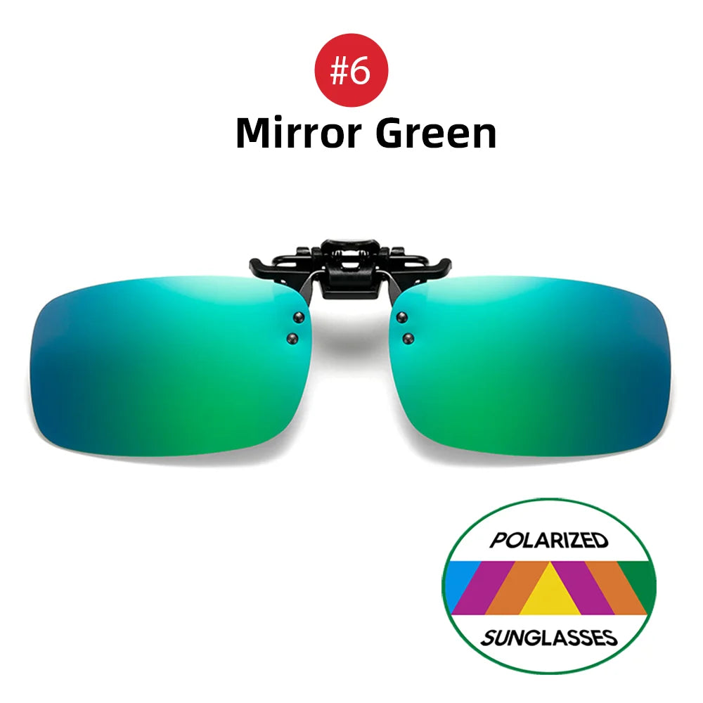 Classic Square Flip Up Clip On Sunglasses Men Polarized Night Vision Driving UV400 Women Photochromic Sun Glasses Clips