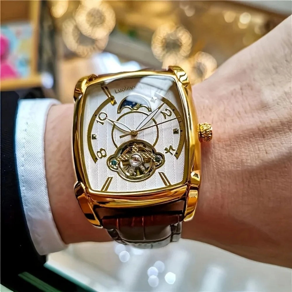 [Luxe mechanisch tourbillonhorloge] Lichtgewicht luxe mechanisch tourbillonhorloge voor heren – Volledig automatisch topmodel in trendy ‘skelet’-stijl, ideaal voor een zakelijke outfit of