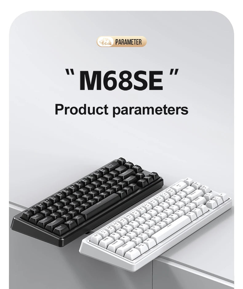 FREEWOLF M68SE Teclado Mini com Fio de 68 Teclas, Retroiluminação RGB, Type-C, Layout 68%, Compacto para Gaming, Escritório, PC e Portátil
