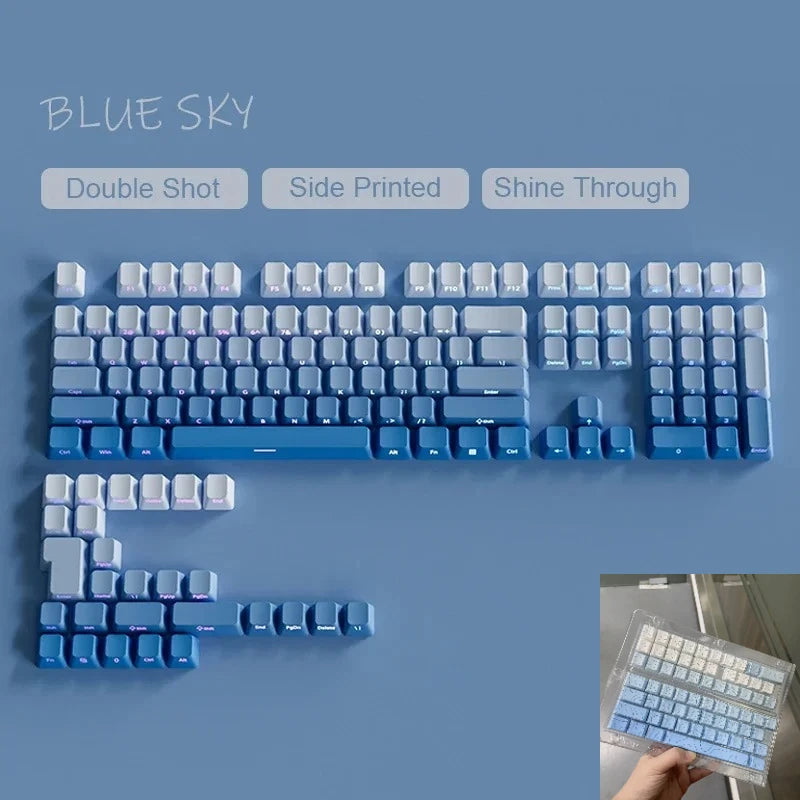 Novas Keycaps para Teclado Mecânico Gaming 60/64/84/98/108 com Switch MX, 135 Teclas OEM PBT, Gravação Lateral, Gradiente Vermelho e Preto