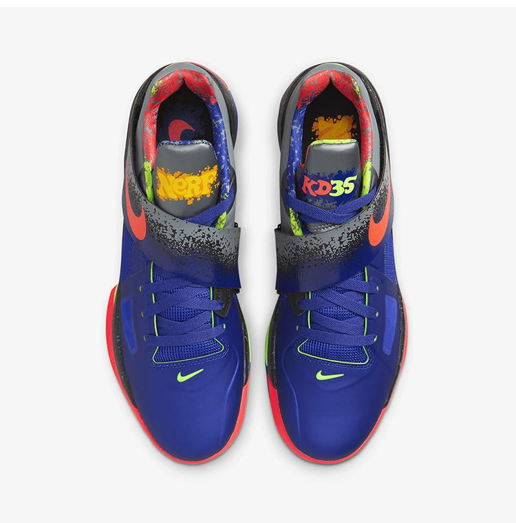 Nike KD 4 NERF genuínos, ténis de basquetebol masculinos de cano baixo, práticos e com amortecimento de impacto, FQ8180-400