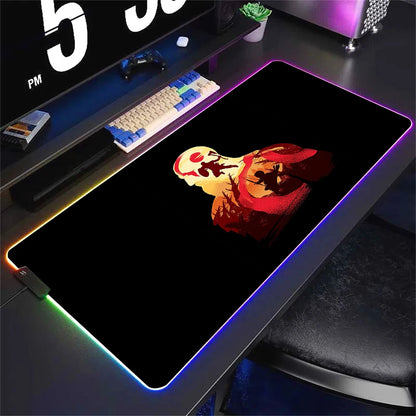 God Of War Large Kratos Atreus Mouse Pad RGB Glowing E-Sports Gamer Keyboard Rug with Extensible Phantom Color Carpet 500x1000