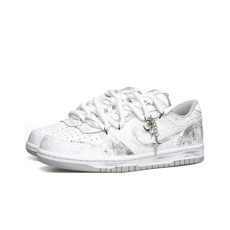 Sneakers personalizzate Nike Dunk Low "Wao" Edizione speciale con sacchetto regalo, stile High Street, decostruite, dipinte a mano con sfumature orientali, da uomo