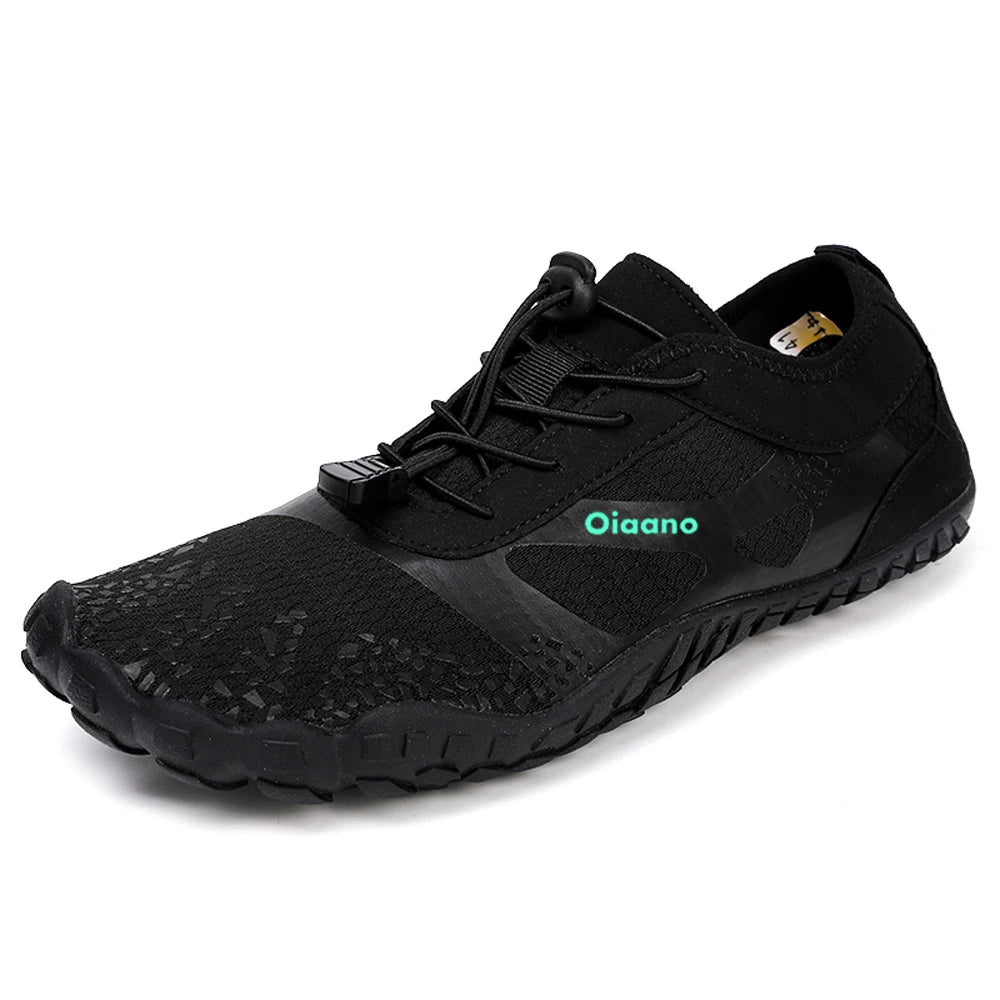 Oiaano wide toe man barefoot black shoes, woman sports sneaker unisex water booties, male aqua beach soft sole light breathable