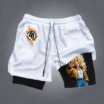Pantaloni scurți unisex Dragon Ball Goku, stil Harajuku, cu imprimeu anime, produs nou vara 2026, croială lejeră, sport, respirabili, cu uscare rapidă, strat dublu