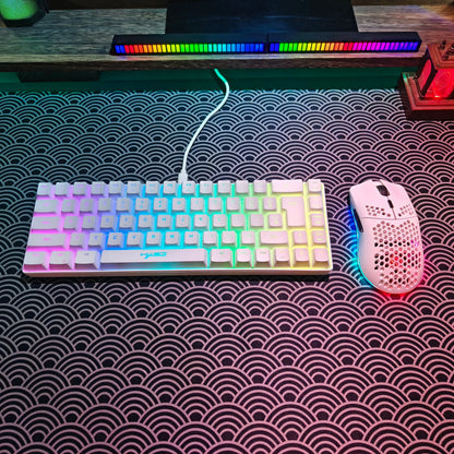 Conjunto portátil de teclado e rato gaming HXSJ 60% RGB: teclado de membrana com fios de 68 teclas e rato sem fios leve de 3 modos para PC e Mac
