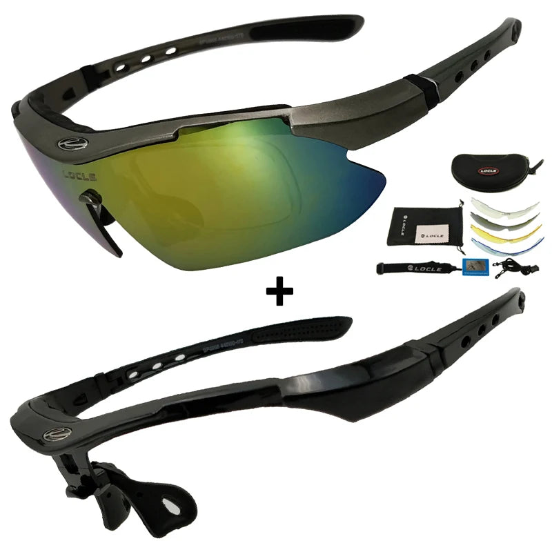 LOCLE Cycling Glasses UV400 Polarized Cycling Sunglasses Men Road MTB Bike Bicycle Glasses Fishing Riding Goggle Cycling Eyewear