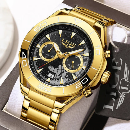 LIGE Top Brand Luxury Mens Watches Casual Business Watch Men Fashion Waterproof Military Men's Quartz Wristwatch Montre Homme