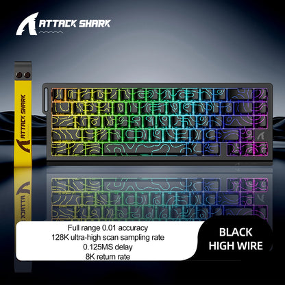 Magnetic Switch Gaming Keyboard Attack Shark X68HE And FreeWolf F68/F68Pro 8K Wired 1K Wireless RGB Rapid Trigger Hall Effect
