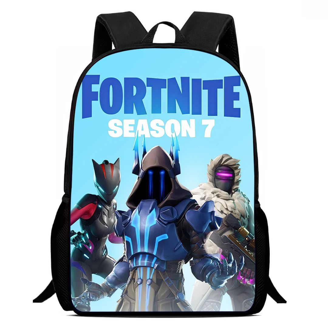 Fortnite 15 tommer tegneserie-skolerygsæk til børn, drenge og piger, cool gaming-print, let og rummelig rygsæk, egnet til alderen 5-8