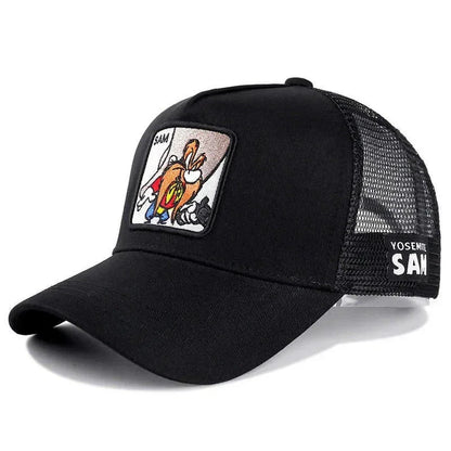 Unisex Anime Cartoon Cap Embroidered Patch Draw Baseball Cap Male Female Trucker Hat Mesh Hats Sun Hat