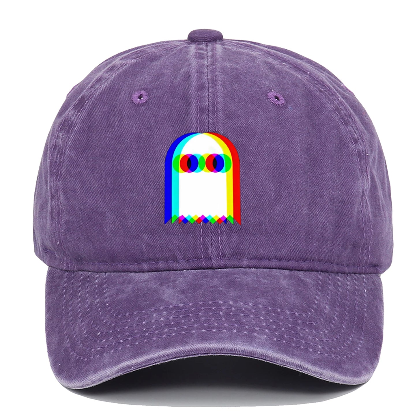 Colorful ghost print baseball cap suitable for daily dressing up and Halloween parties, adjustable outdoor sun protection hat