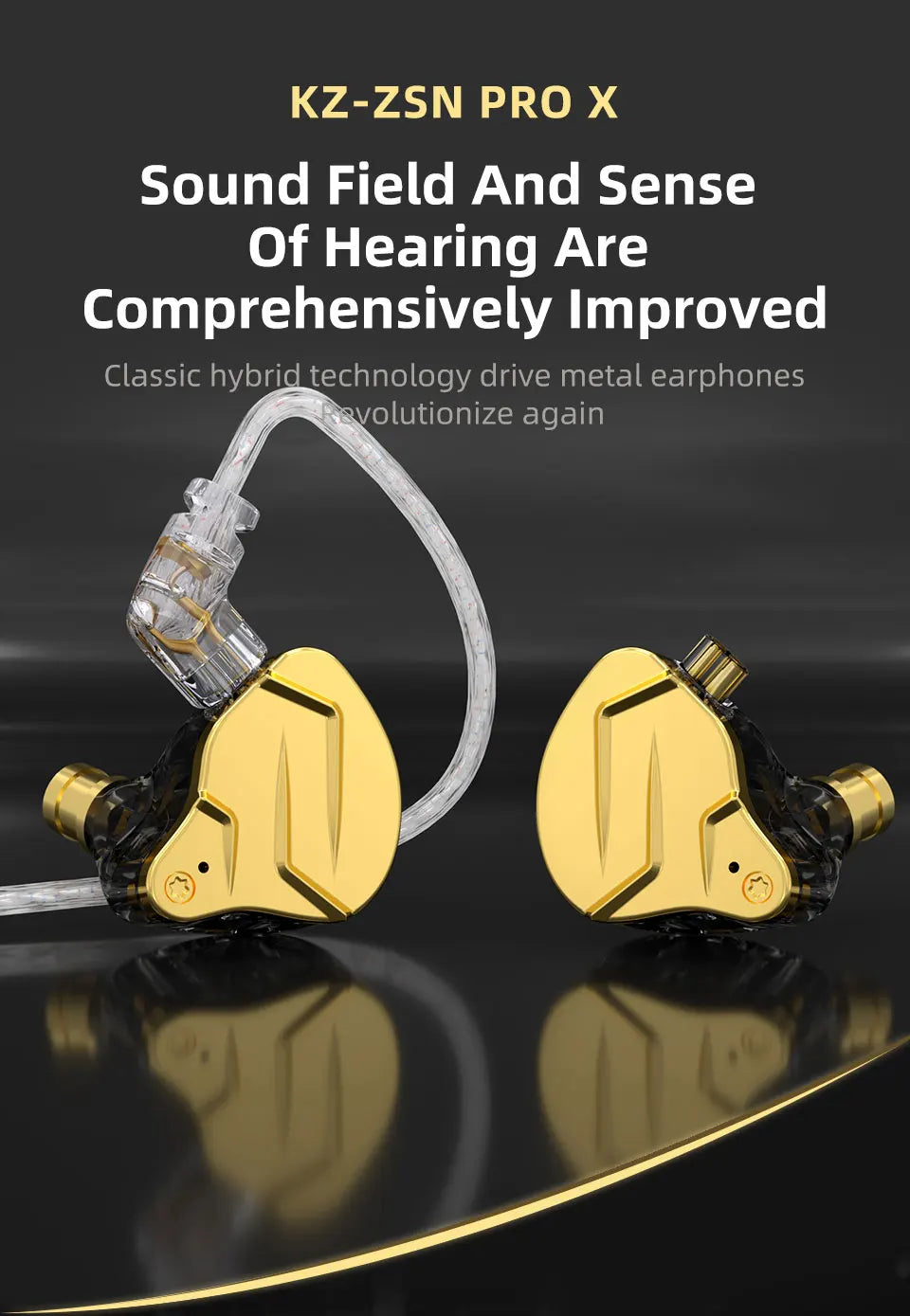 KZ ZSN Pro X Hybrid HiFi Wired Earphones 1BA+1DD Metal In-Ear Earbuds with Detachable Cable, Sport Noise Cancelling Headset