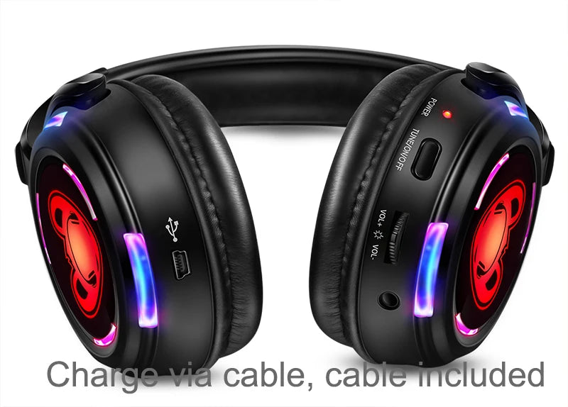 Auscultadores sem fios Silent Disco RF LED DJ Party 863–865MHz/915MHz com iluminação LED de 3 canais e bateria de 10H