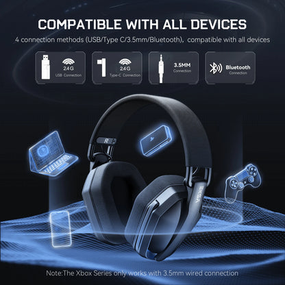 Auscultadores Gaming Sem Fios Tri-Mode EKSA G19BT – Bluetooth 5.4, Auscultadores Gaming 2.4GHz de Baixa Latência com Microfone para PC, PS5, Xbox