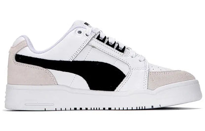 Baskets Puma Slipstream Lo Suede FS, modèle blanc et noir, 385694-02.