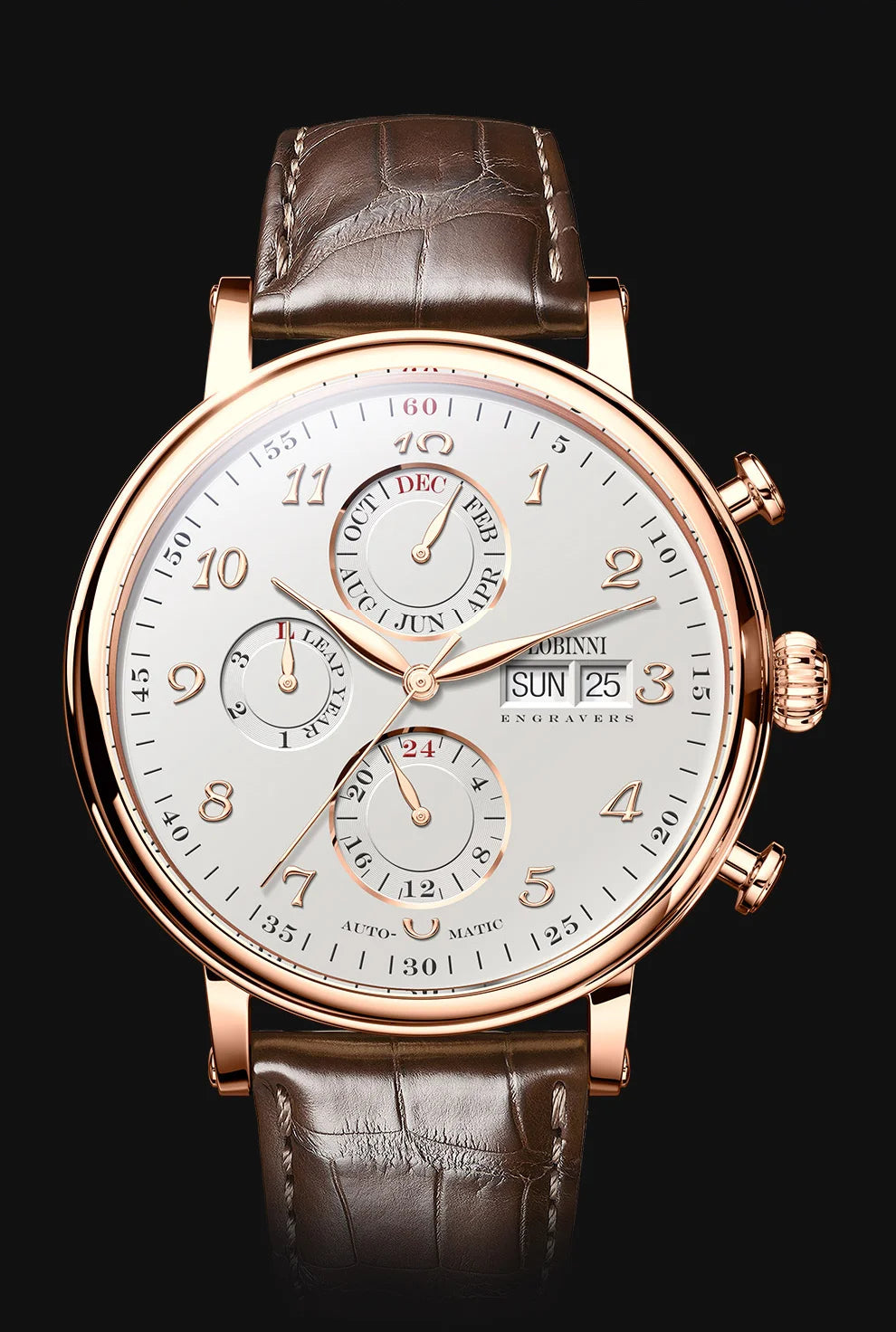 Luxury Brand Switzerland LOBINNI Ewiger Kalender Automatische mechanische Herrenuhr Saphirglas Multifunktionsuhr L13019-8