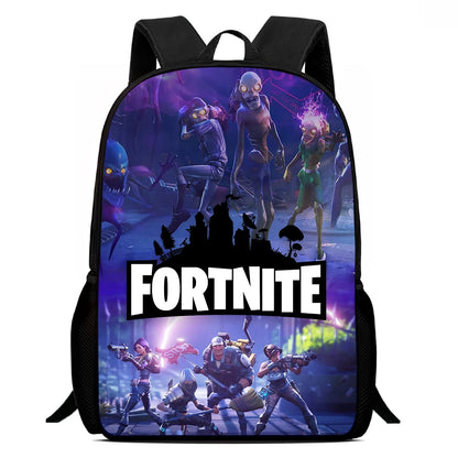 Fortnite 15 tommer tegneserie-skolerygsæk til børn, drenge og piger, cool gaming-print, let og rummelig rygsæk, egnet til alderen 5-8