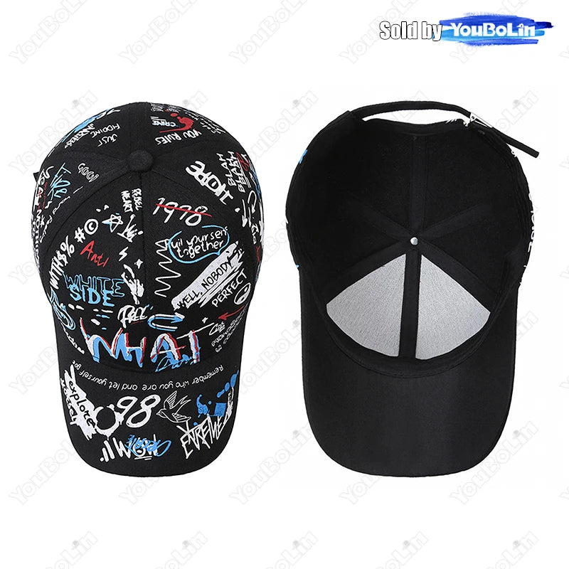 Graffiti Baseball Cap for Men Women – Cotton Adjustable Hat Street Style Snapback