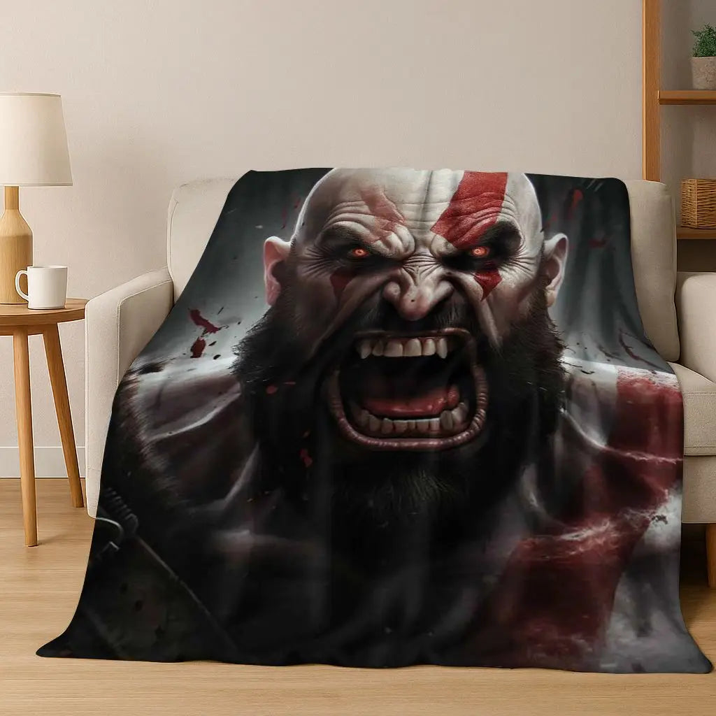 3A Classics God of War Kratos Game Gamer Flannel Blanket,Warm and Cozy Soft Throw Blanket for Home Bedroom Bed Sofa Kid Gift